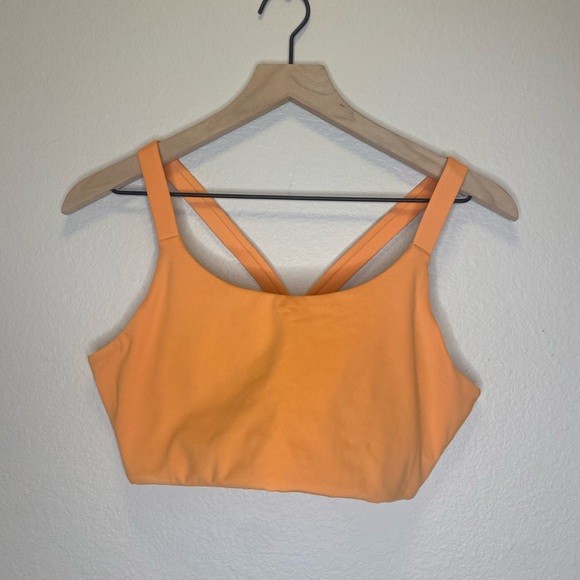 girlfriend collective Lou V-Back Sports Bra / Coral Orange / Size Large - Picture 2 of 5